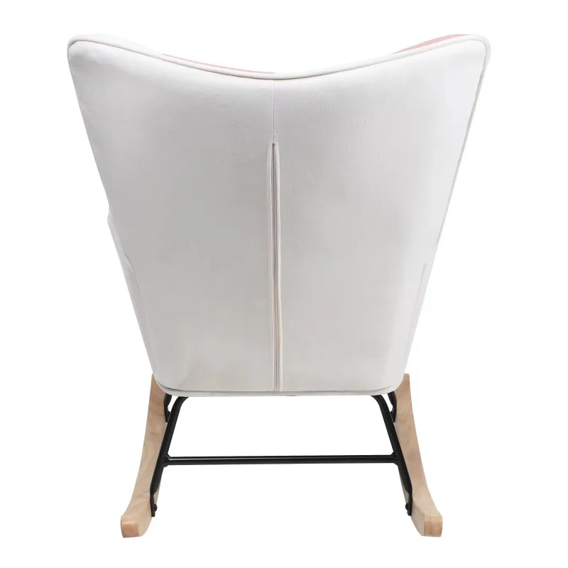 Nice Fabric rocking chair, wooden legs and patchwork linen for living room and bedroom