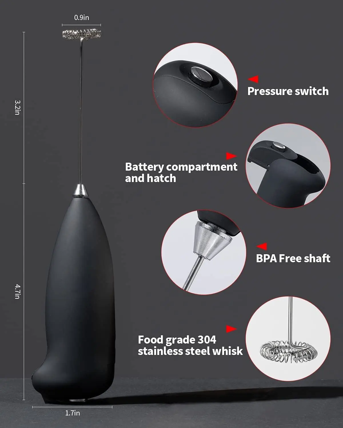 Mini frullatore elettrico per schiuma di latte frullatore per frusta per caffè senza fili frullino per le uova portatile miscelatore per montalatte per Cappuccino utensili per frusta da cucina