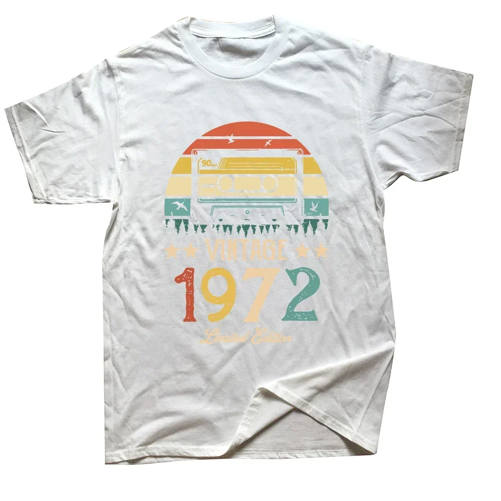 Summer Vintage Tees Tops Streetwear Men  1972 Retro Cassette 52th Birthday 52 Years Old Short Sleeve Cotton Graphic T Shirts