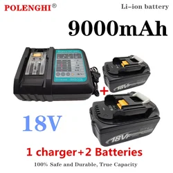 MAKITA-batería recargable de iones de litio, herramienta eléctrica con cargador, reemplazo de batería LXT BL1860B BL1860 BL1850, 18V, 9000mAh