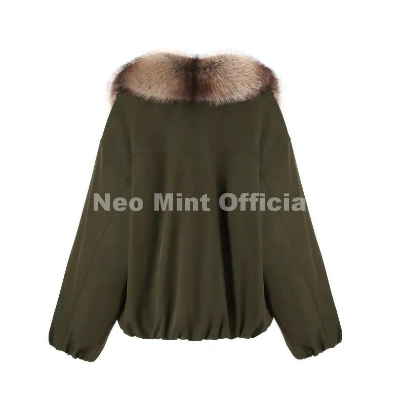 Neo Mint Trendy 2026 Fur Collar Bomber Jacket Women Winter Warm Padded Coat Parkas Luxury Brand Quilted Puffer Jackets Overcoats