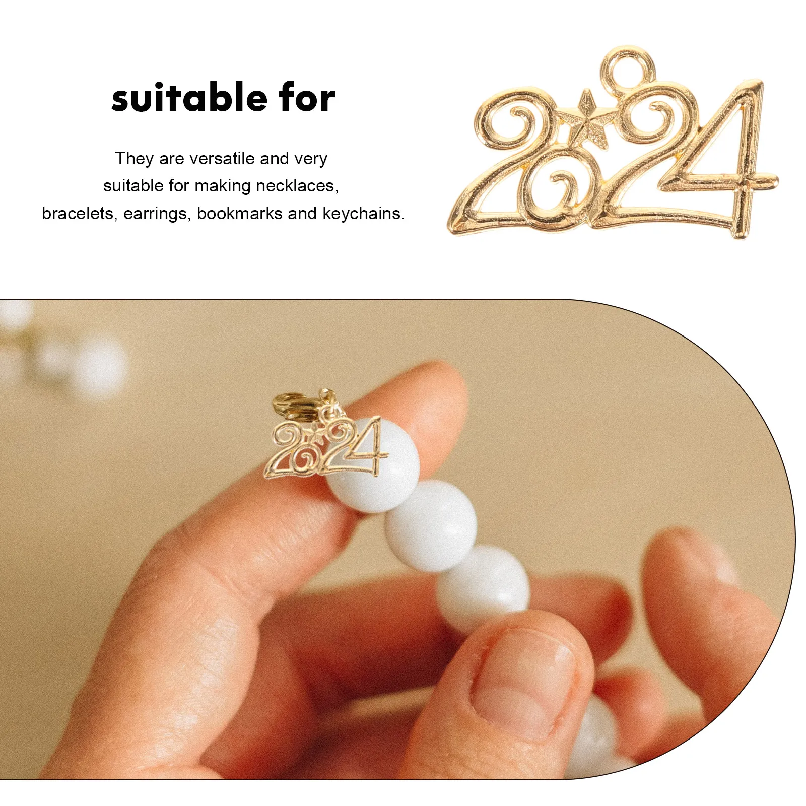 

50pcs Alloy Pendant Diy Jewelry Making Crafts 2024 Number Charms For Necklace Bracelet Earrings Keychain 2024 New Year Charms