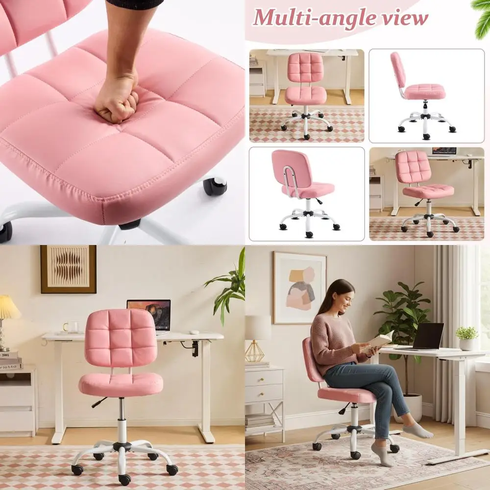 

Компактное офисное кресло на колесиках, стильное поворотное кресло для небольших помещений, кресло для косметического столика, регулируемое по высоте офисное кресло