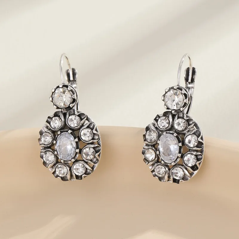 

Gorgeous Silver Color Inlaid White Zircon Dangle Earring for Women Trendy Party Engagement Wedding Earrings Jewelry
