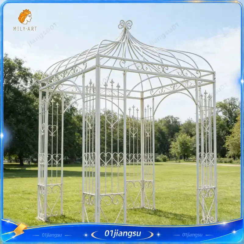 Metal Gazebo Iron Pergola Outdoor Garden Wedding Event Decoration Ornamental Canopy Patio Backyard Shelter Wholesale