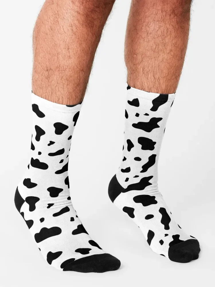 Anti Slip Football Socks Set para homens e mulheres, Cow Pattern Print