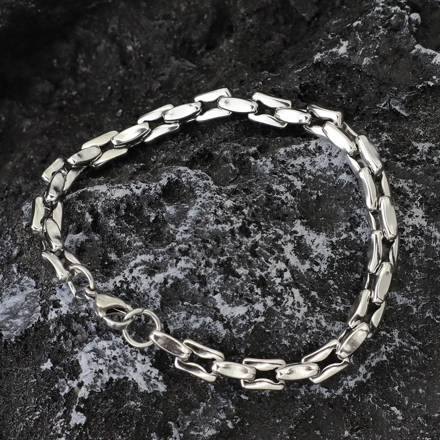 Men Stainless Steel Chain Bracelet Punk Rock Style Unfading Hypoallergenic Gift For Him Handmade Wrap Braclet Armband Herren