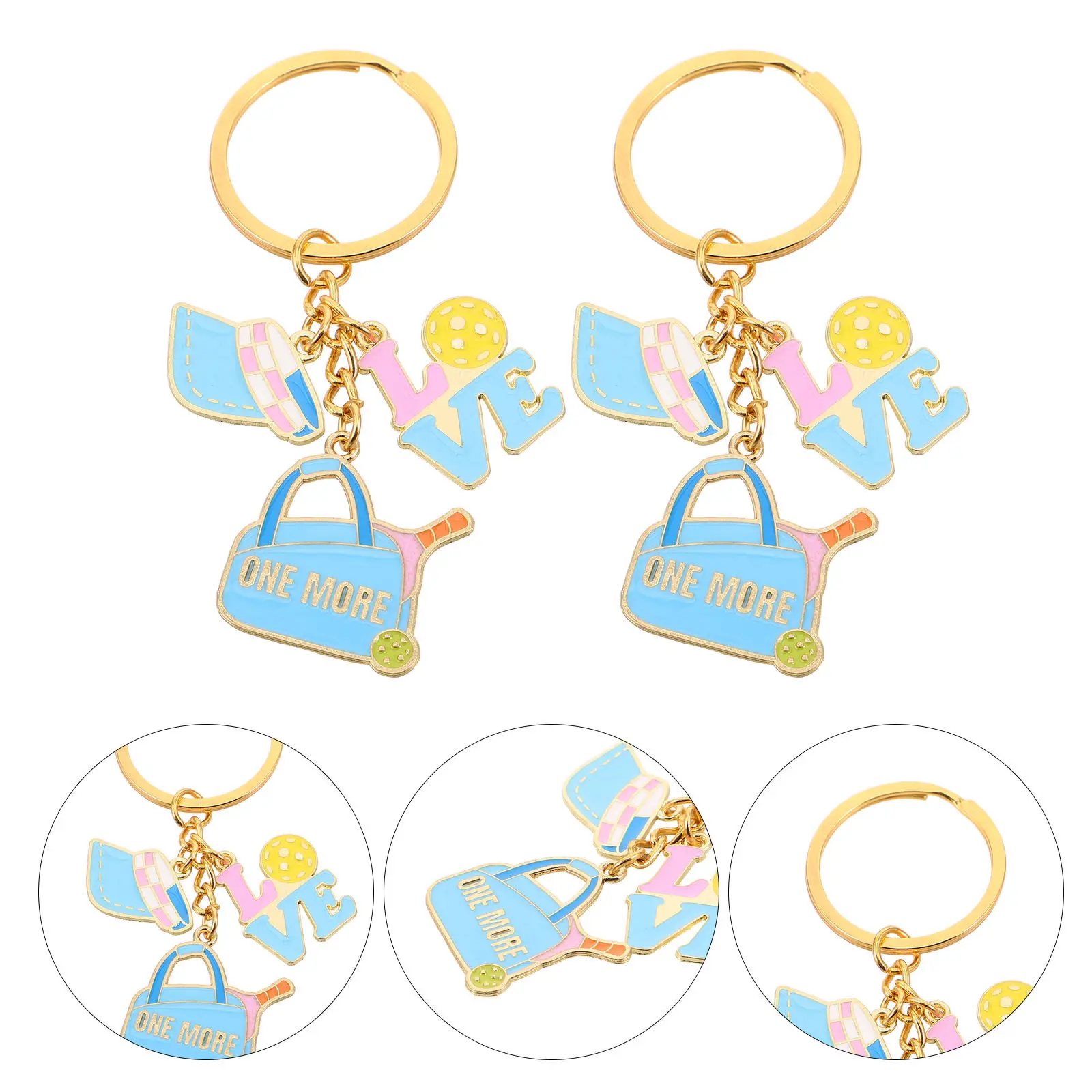 6Pcs Pickleball Keychain Set Premium Alloy Scratch Resistant Mini Paddle Racket Keyring Sporty Keychain for Outdoor Daily Use