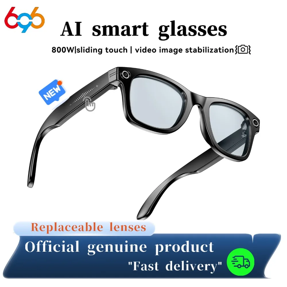 

8 Million Pixels Smart Glasses Recording Videos AI Photo Recognition Answer Translation 270mAh IP65 Waterproof Bluetooth Glasses