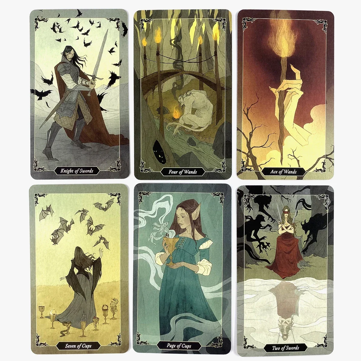 Dark Wood Tarot Deck Leisure Party Table Game คุณภาพสูงคําทํานายทํานายดวงชะตา Oracle Cards พร้อมคู่มือ PDF