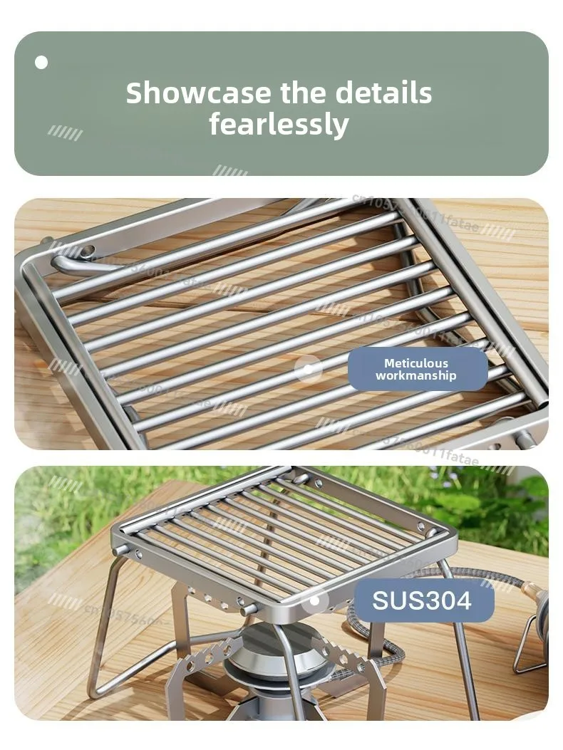 Outdoor Folding Camping Stove Barbecue Grill, Portable Campfire Cooking & Tea Making Equipment