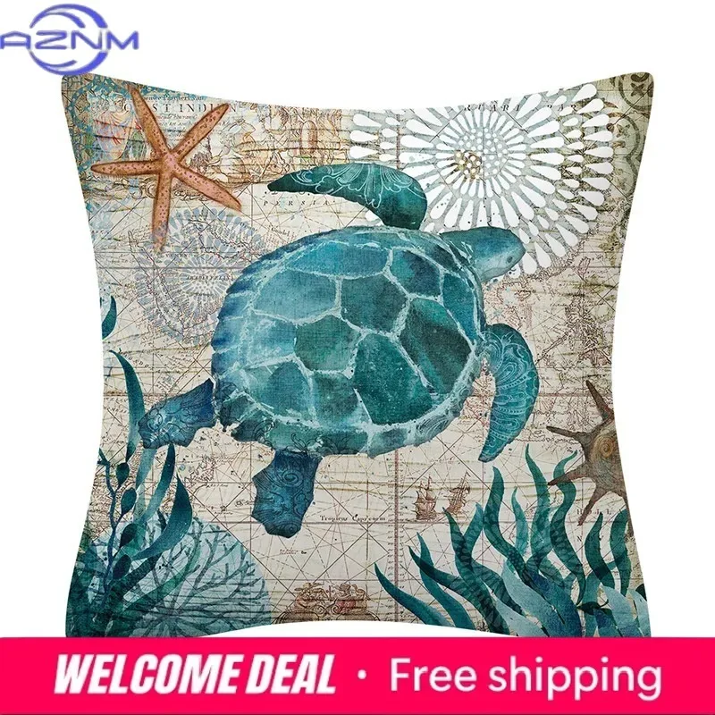 Marine Animal Decorative Pillowcase Sofa Cushion Sea Turtle Shell Cushion Home Decorative Pillowcase