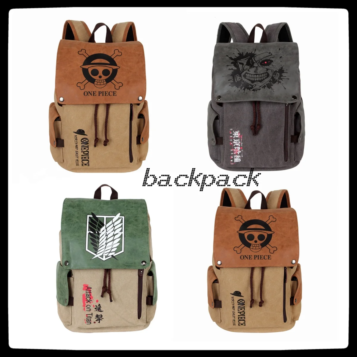 

Рюкзак для активного отдыха One Piece Anime Outdoor Backpack Attack Giant Canvas, прочная сумка для ноутбука 14 дюймов, женский школьный рюкзак для студентов колледжей