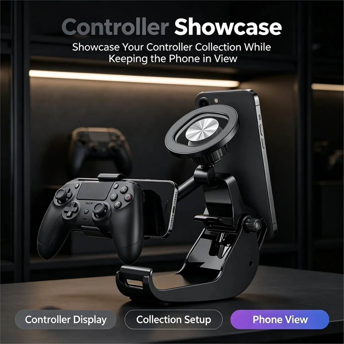 Magnetic Phone Clip for Game Controller, Adjustable Bracket for Switch Controller, Universal, Simple Stand for Switch