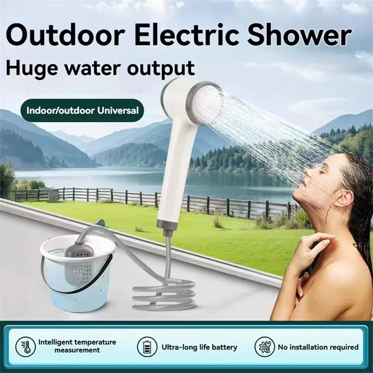 

Portable Camping Shower Outdoor Rechargeable Electric Shower for Hiking Travel Car Washing Home Children Pet Dog Bathing