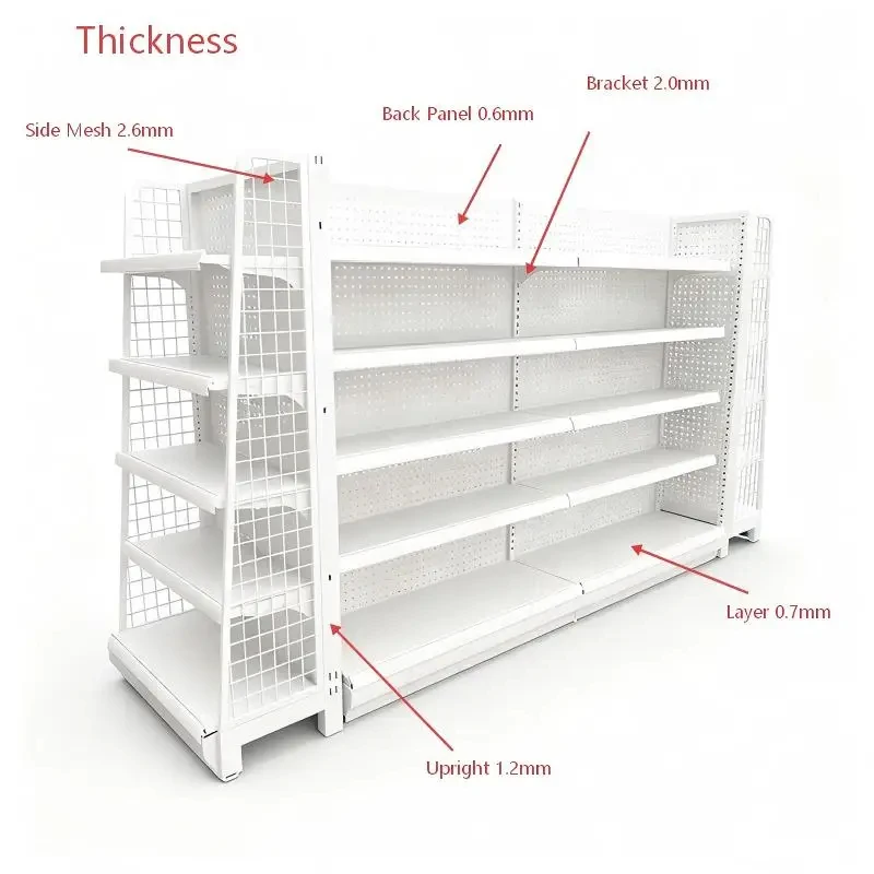 custom.Easy-to-install Adjustable Double-sided High-quality White Shelves Supermarkets Convenience Stores Stationery Stores
