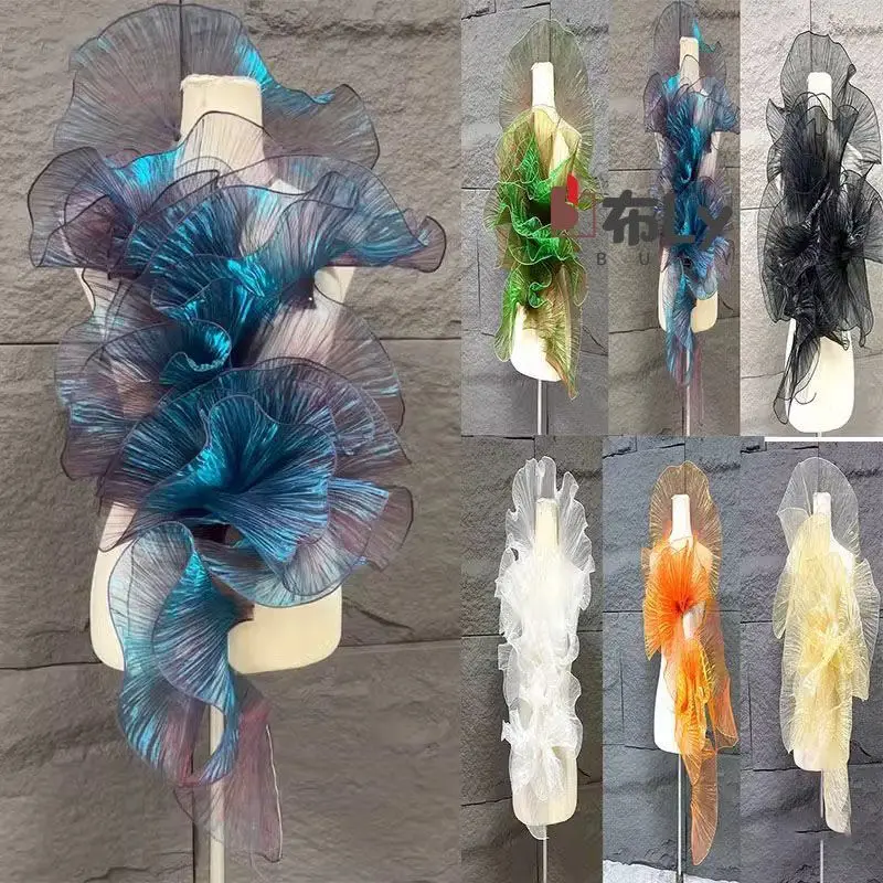 

Многоцветное прозрачное кружево из органзы, 3D-волнистые оборки, декор для свадебных платьев своими руками, аксессуары для модных дизайнеров