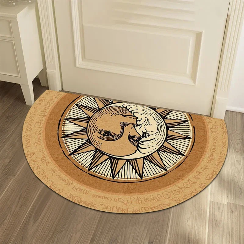 Semicircular Door Mat Round Rug Retro Carpet Living Room Coil Entrance Doormat Bedroom Kitchen Foot Mats Tapis Entrance Mat