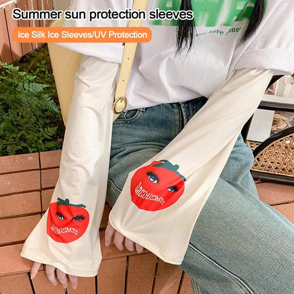 Sun Protection Women's Loose Arm Sleeves Summer Cooling Fashion Cute Sunscreen Arm Cover Breathable Mittens