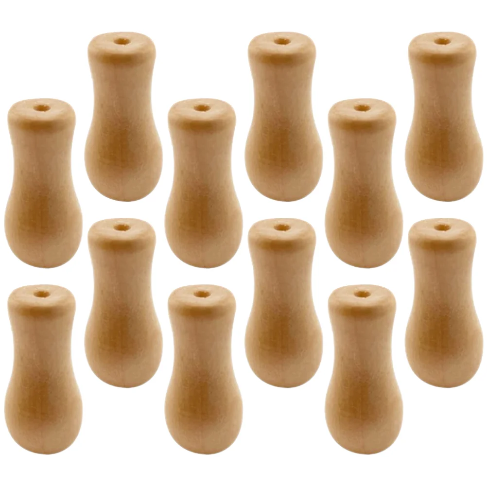 12 Pcs Curtain Accessories Yellow Wooden Pendant Bamboo Roller Blind Pull Cord Knobs for Blinds Window Fringe Ends