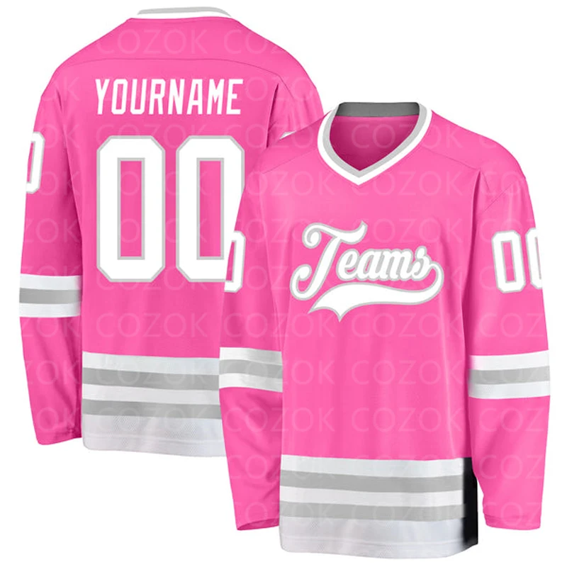 Custom Pink Hockey 3D Print You Name Number Men Women Ice Hockey Jersey Competition Training Jerseys