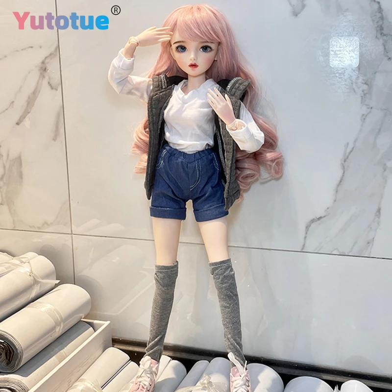 YUTOTUE 1/3 BJD Doll 60cm Height Girl Doll with Full Set Outfits Removable Eyes Wigs Clothes Lifelike