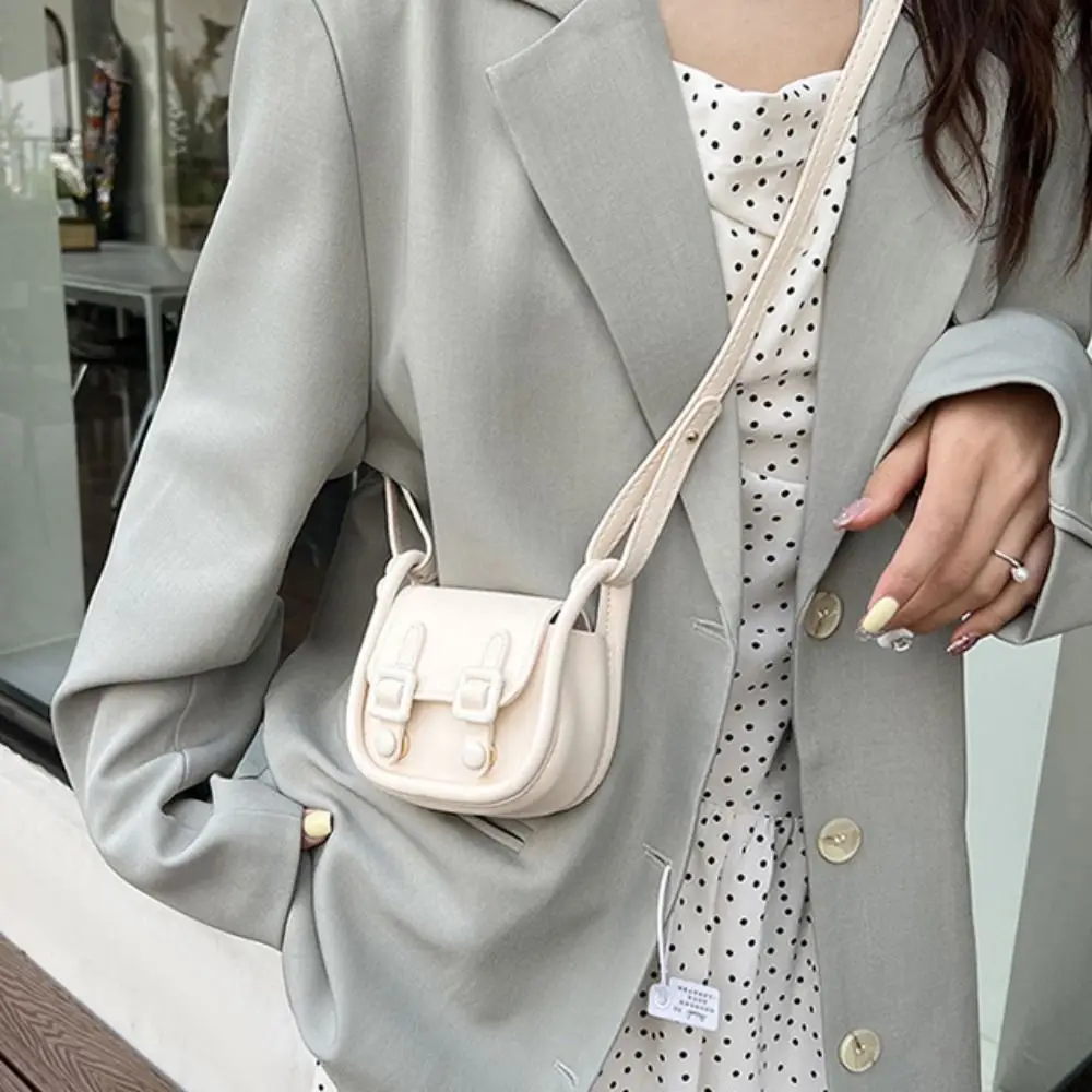 

Crossbody Bag Elegant Mini Saddle Bag PU Leather French Small Square Bag Candy Color Retro Lipstick Bag Work