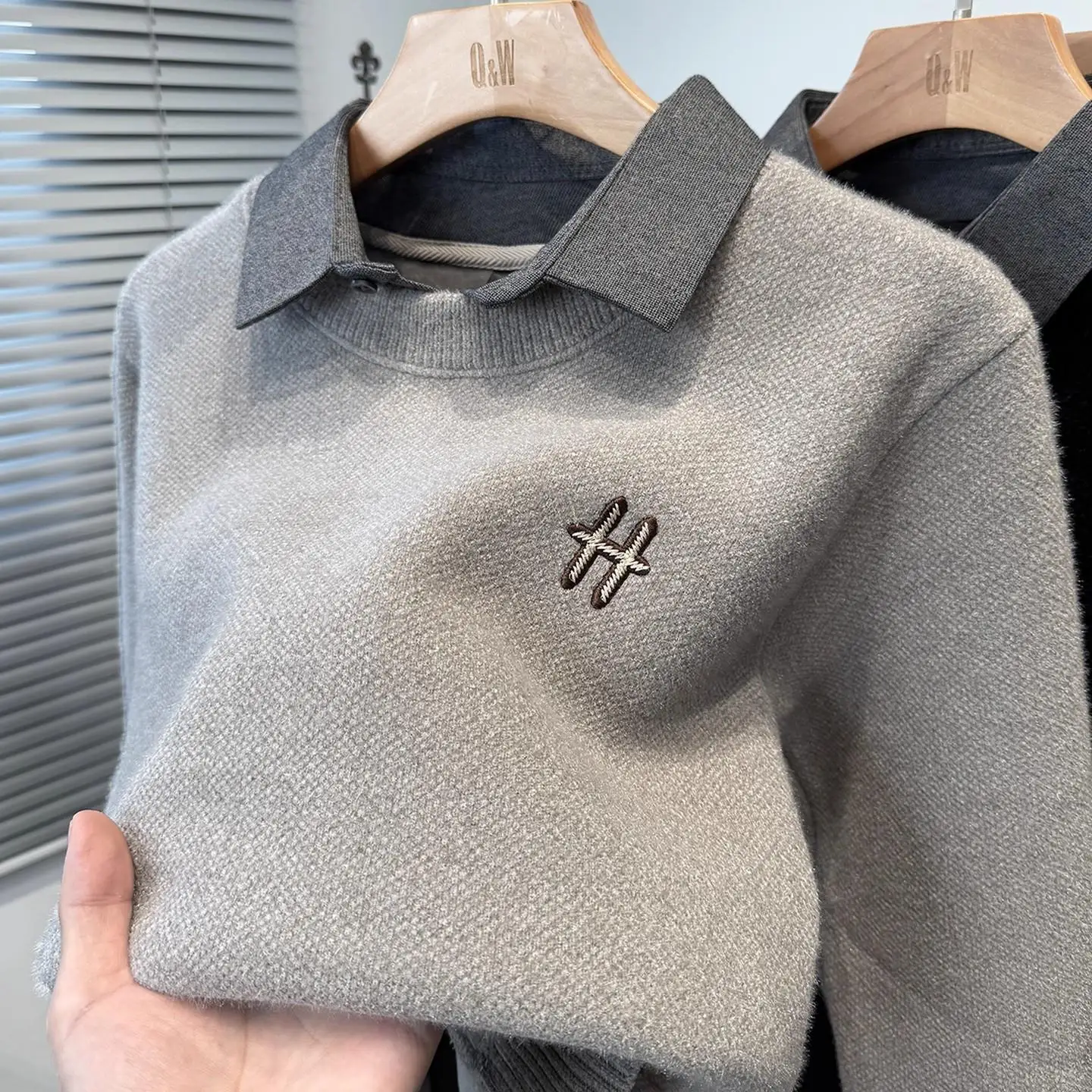 

Мужской утепленный свитер с воротником-стойкой на флисовой подкладке, зимний, молодежный, вязаный, износостойкий, с длинными рукавами, для отдыха