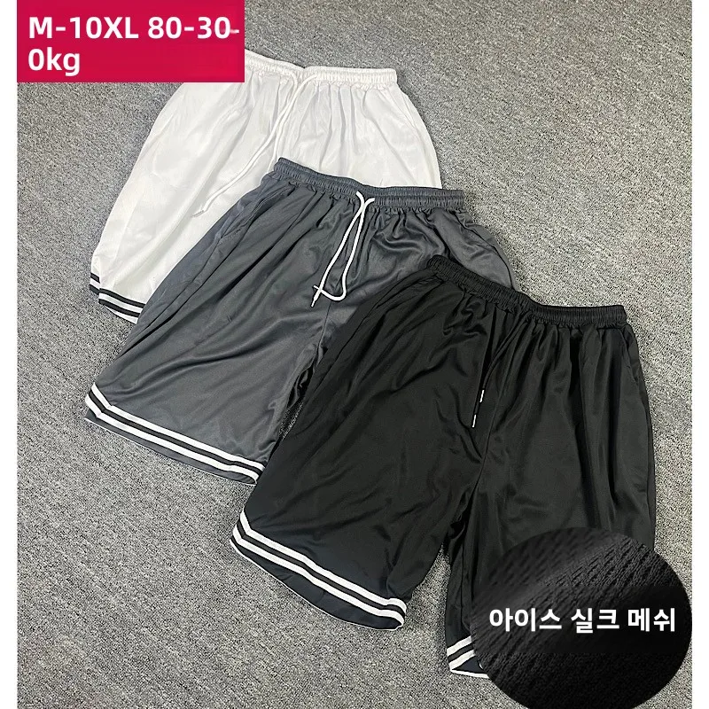 

Мужские брюки размера плюс Ice Silk Me orts Summer Spor, свободные брюки с пятью дюйма, дышащие, удобные, с эластичной резинкой на талии, повседневные брюки...