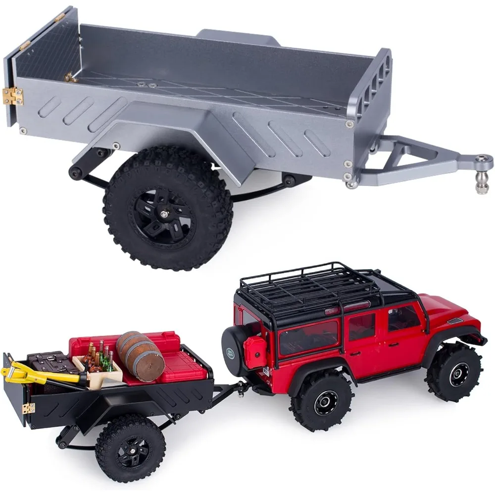 

AMK 360g Aluminum CNC RC Trailer for 1/18 1/24 Crawlers,Compatible with Axial SCX24,AX24,TRX4M,Defender, Bronco, K10, F150 (Red)