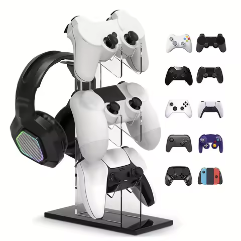 Universal 3-layer Controller Holder and Headphone Holder Game Accessories For PS5 PS4 Storage Holder Black, White, Transparent