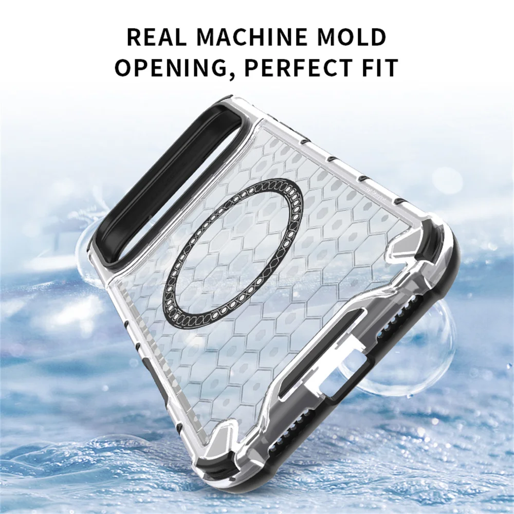 Custodia magnetica di lusso con armatura a nido d'ape trasparente per iPhone 17 Air 16 15 14 13 12 11 Pro Max 16E Custodia protettiva antiurto per paraurti