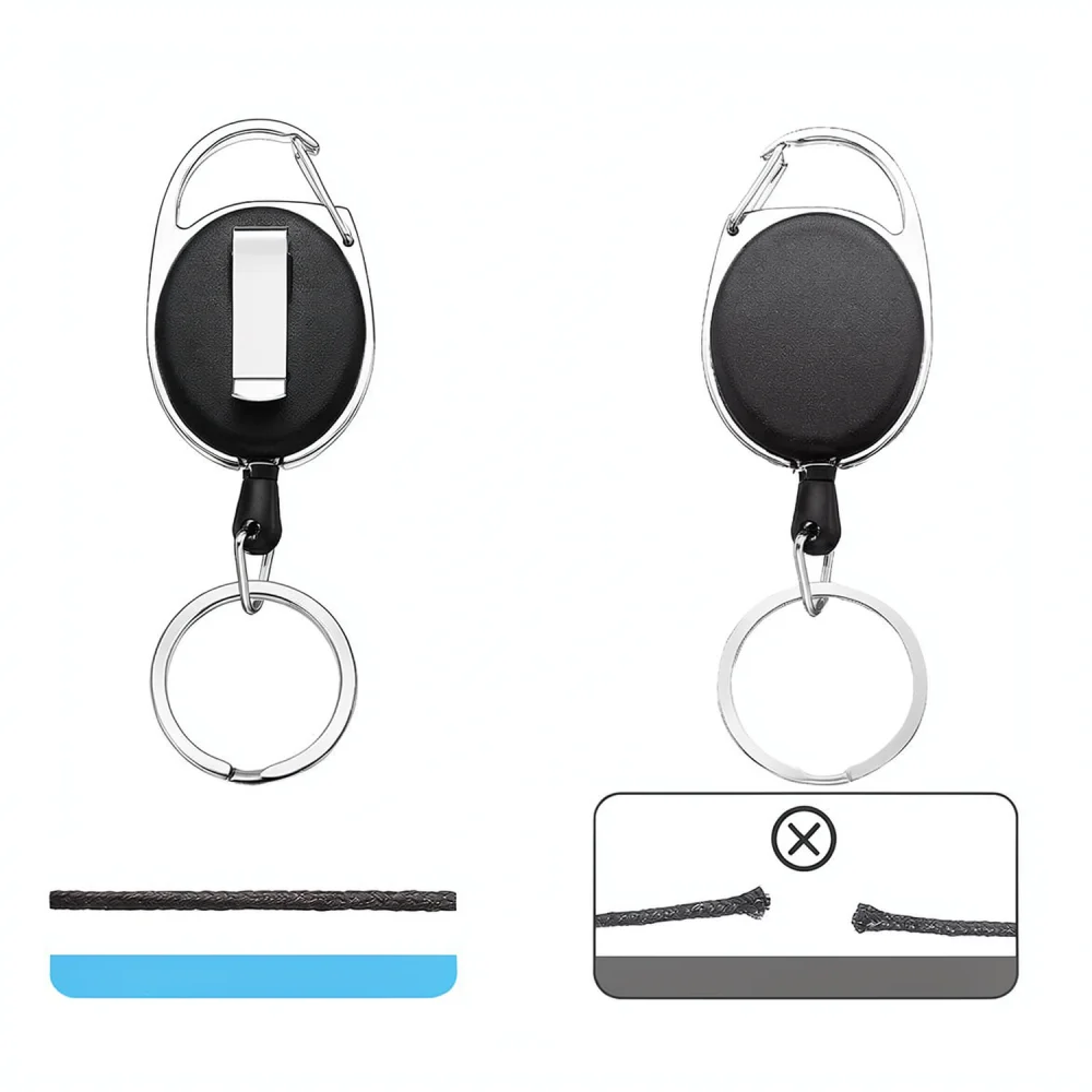 Zinc Alloy Retractable ID Badge Reel With Pen Slot Durable Extension Keychain Clip Office Name Tag Holder Accessory