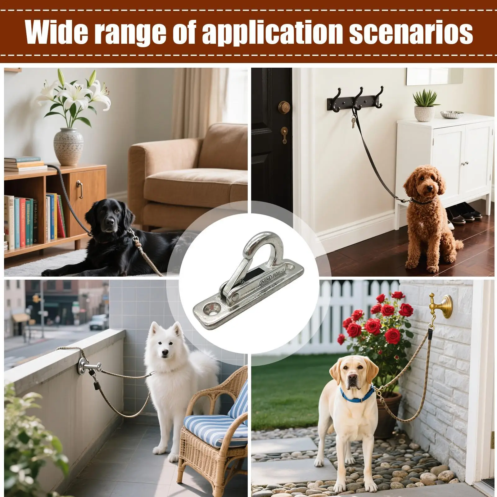 Dog Leashes Holder for Wall Pet Chain Parking Hook Wall Stainless Steel Dog Closed anti slip Holder for Outdoor Fence Front Door