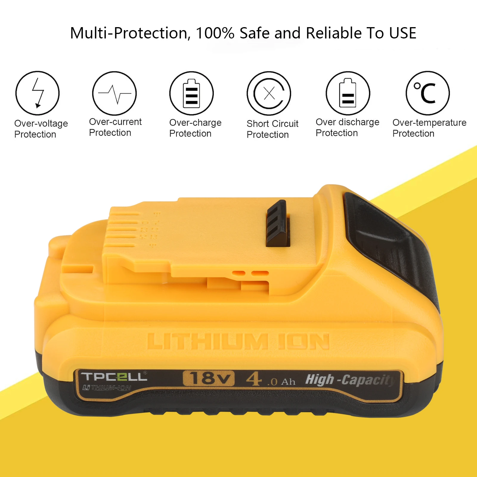 TPCELL 4.0Ah For DeWalt 20V Battery 21700 Cells DCB204 Replacement Battery Compatible With For Dewalt 18V/20V Tools Battery