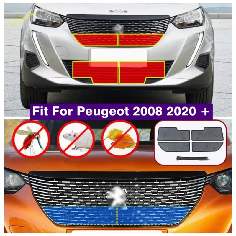 Insect Screening Mesh Front Grille Insert Protection Net Cover Fit For Peugeot 2008 2020 - 2022 Accessories Exterior Refit Kit