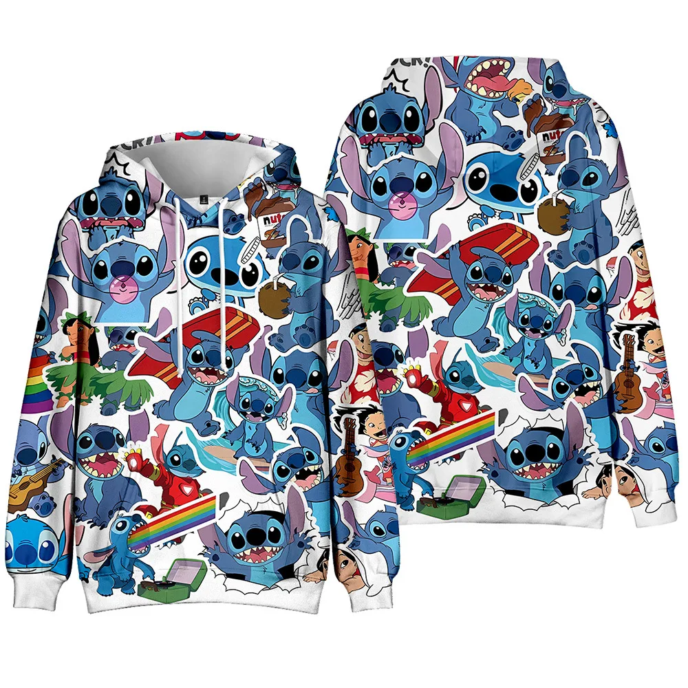 Stitch Stitch Printed Hooded Sweatshirt Hooded Pullover Couple Fashion Sweatshirt for Adults and Children