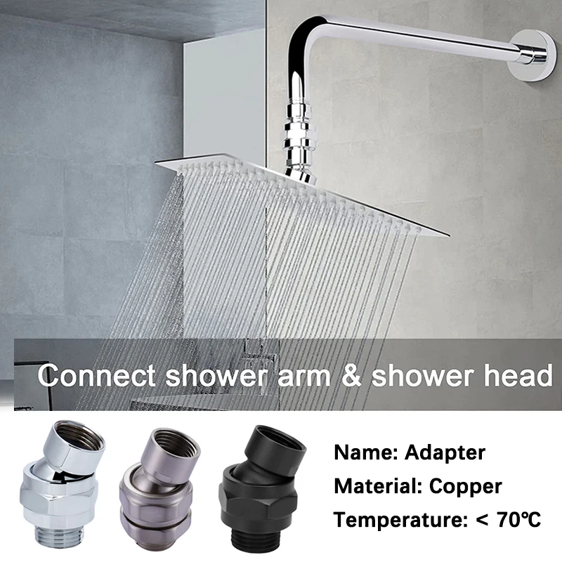 Bathroom Ball Joint Hardware 360° Universal Rotating Adapter Shower Rod Rain Shower Head Connector Adjustable Angle Swivel Joint