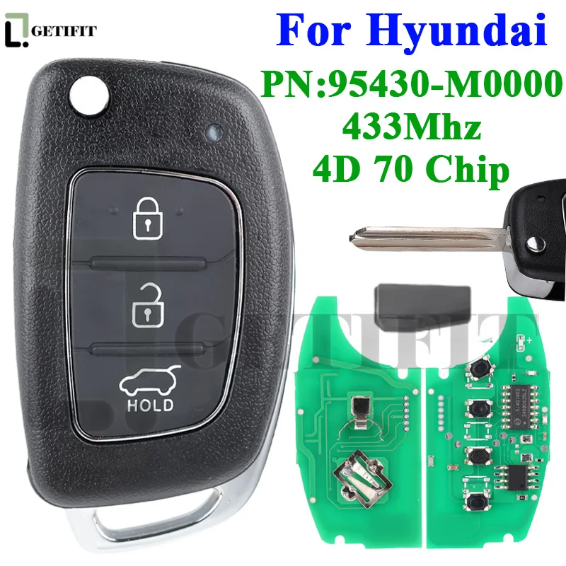 Remote Control Car Key For Hyundai Creta 2016 Part number 95430-M0000 Folding Control Smart Key 3 Buttons 433MZ 4D70Chip