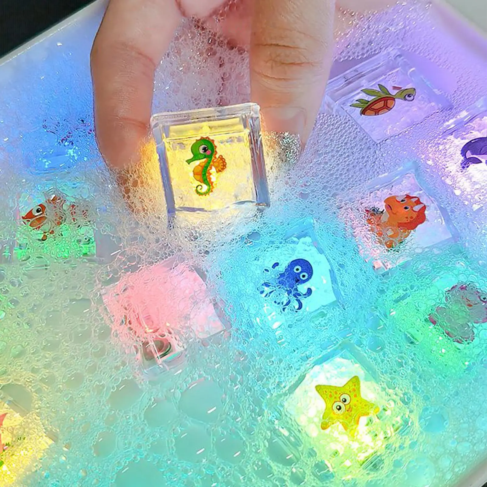 Bath Lights For Kids 8-Piece Fun Waterproof Sensory Toys Kids Bath Ice Light Up Water Toys For Boys Girls Bathtub Pool Shower