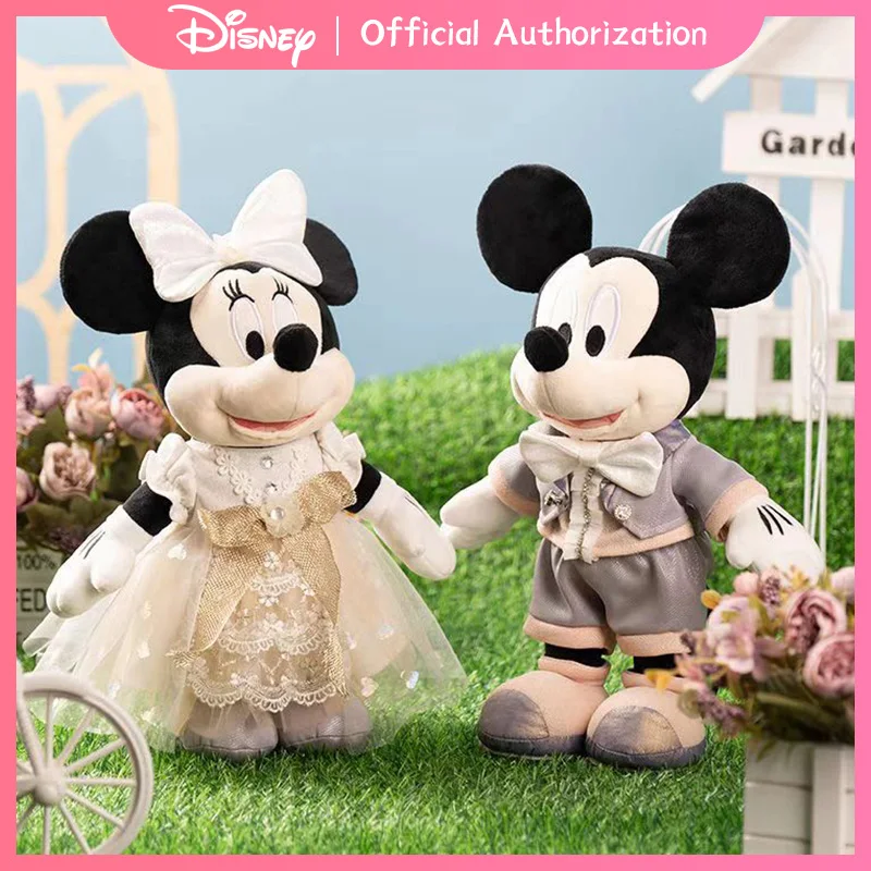 36CM Disney Mickey Mouse Cute Minnie Plush Toy Cartoon Stuffed Doll Anime Couple Souvenir Collection Kawaii Birthday Gift