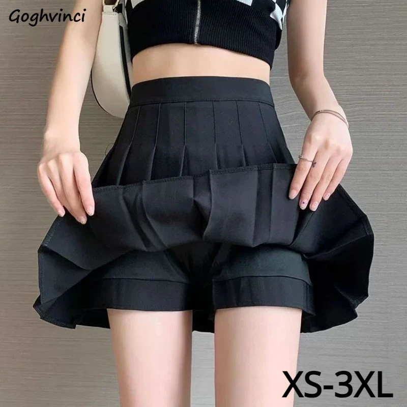 

Black Pleated Mini Skirts Women Slim Preppy Style JK Schoolgirl High Waist A-line Skirt Casual All-match Korean Streewear Faldas