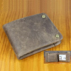 Vintage Crazy horse Genuine Leather Wallet Men Leather wallet Male bifold clutch Credit card coin bag horizontal style WF110