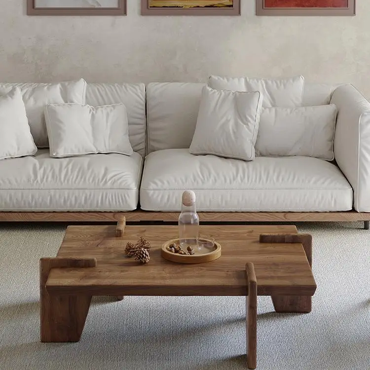 ！@Quiet Simple Japanese Style Old Elm Wood Solid Oak Coffee Tea Table Creative Bay Window Design for Home Living Room Furniture