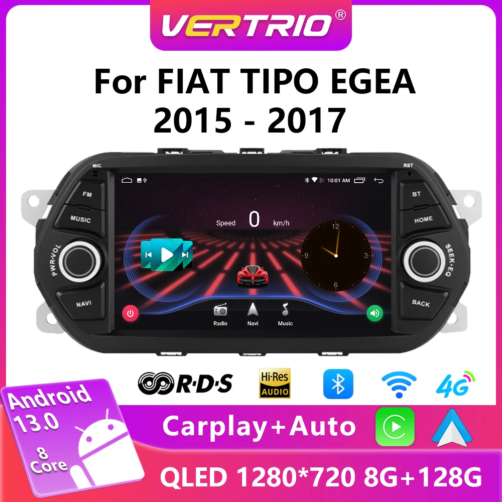 

Android Auto For Fiat TIPO EGEA 2015-2017 Android 13 Car Radio Multimedia Player Video 4G Carplay 1din 2 Din DVD Stereo DSP