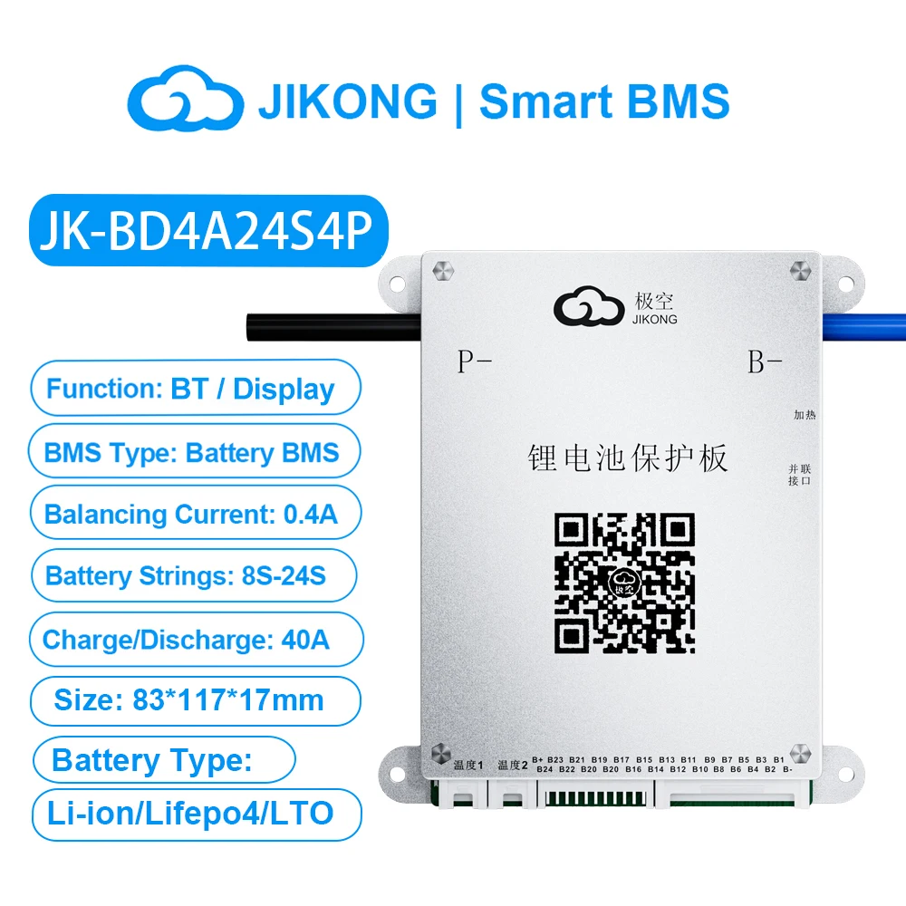 JIKONG V19 JK BMS 4S ~ 24S SMART BMS BT Warmte KAN 0.4A ~ 2A Stroom 100A 200A 300A Actieve Balancer voor Li-ion LiFePo4 Lto Batterij BMS