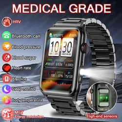 New Health Monitoring SmartWatch LED Flashlight Heart Rate Blood Oxygen Sleep Monitoring Breathing Exercises Smart Watch Men