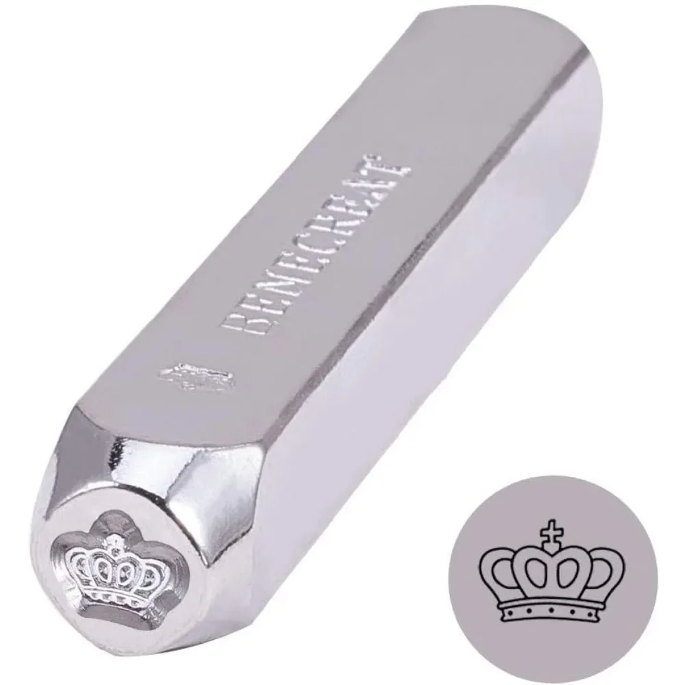 

6mm 1/4" Crown Metal Design Stamps Punch Stamping Tool - Electroplated Hard Carbon Steel Tools to Stamp/Punch Metal, Jewelry