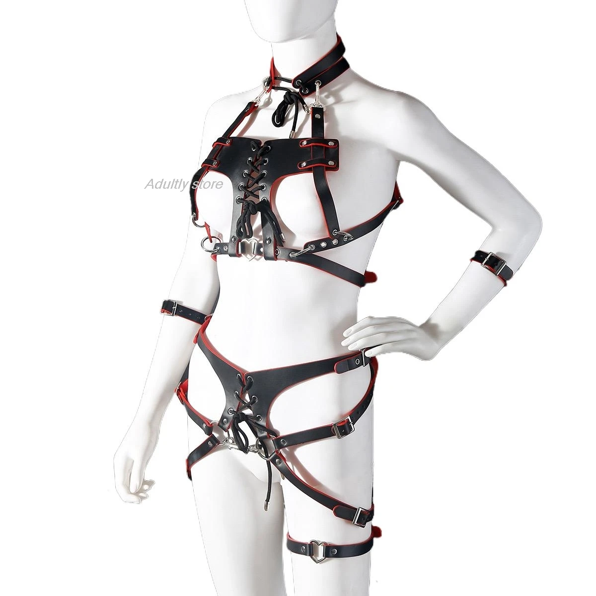 

2024 New style Women Adjustable Strap Bondage Belt Exotic Accessorices PU Leather Body Bondage Strap Belt Suit Set