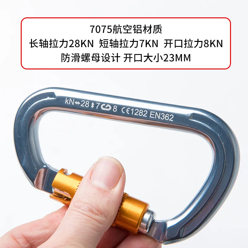 Outdoor Professional Rock Climbing Main Lock D Type Automatic Lock Safety Lock Mountaineering Quick Hanging Equipment